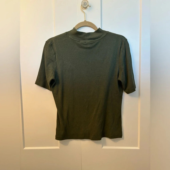 Joie Women’s Mock Neck Dark Green T Shirt Sweater Size L - Picture 2 of 4